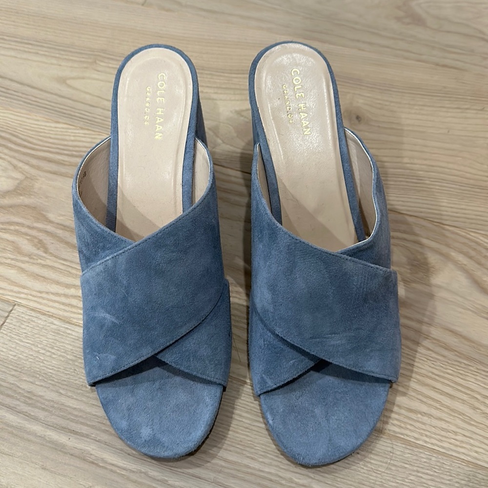 Light blue Cole Haan mules